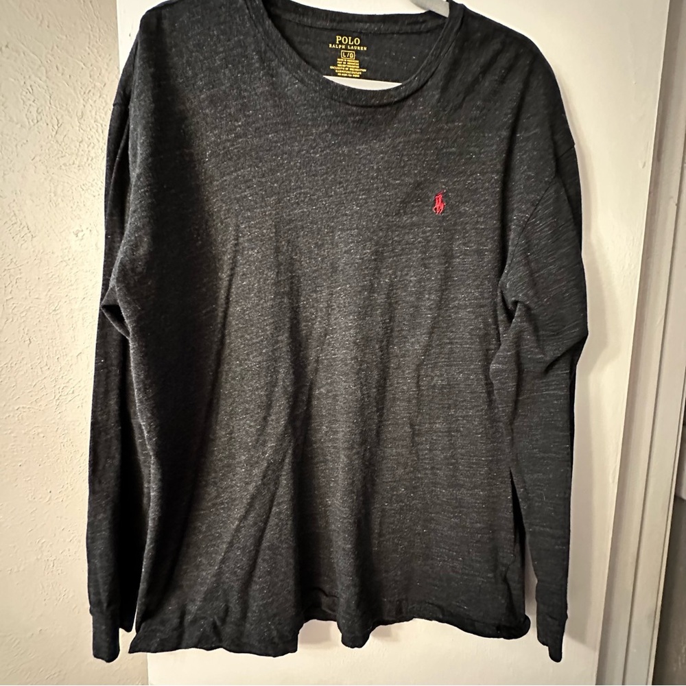 Polo by Ralph Lauren Men's Black/ Heathered Long Sleeve Shirt Size Large